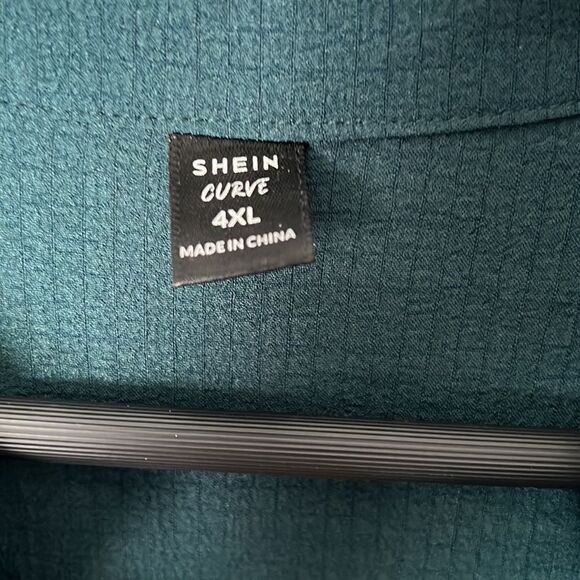 Shein Plus Green Button Notched Collar Detail Dress - Picture 4 of 6